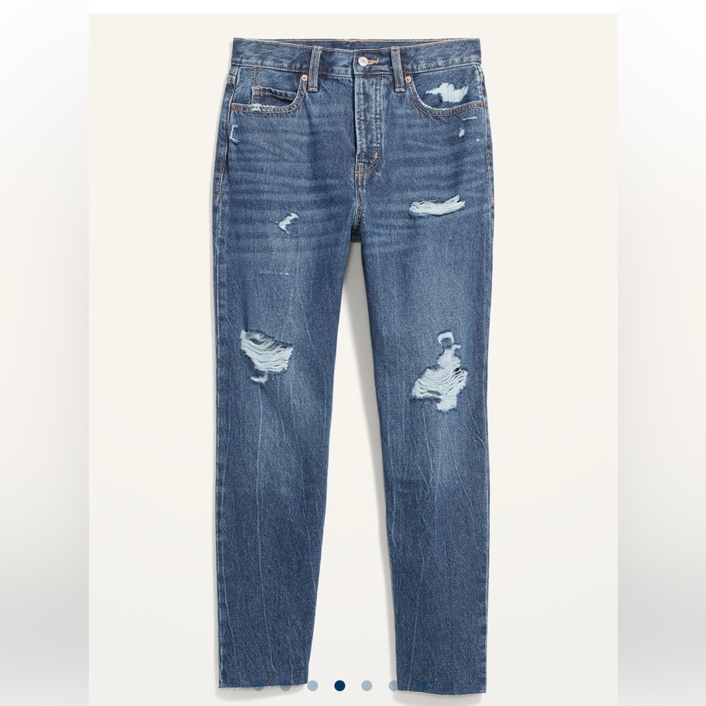 Sky high straight distressed jeans